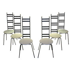 Set of Six Italian Iron Dining Chairs