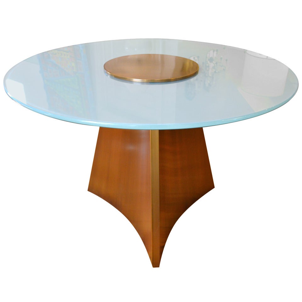 Exceptionally Large Bronze and Round Glass Center Table in Style of Mastercraft