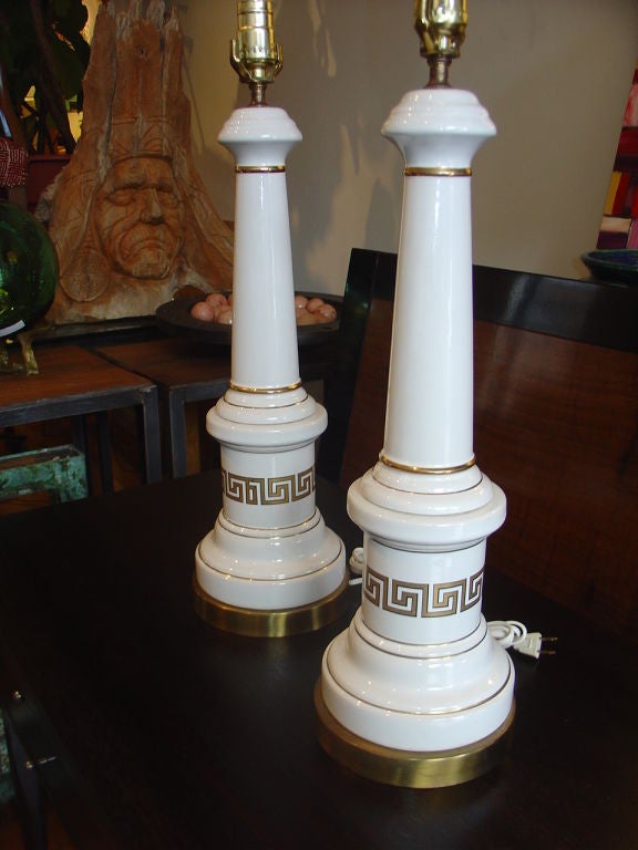 Pair of Greek Key  Lamps