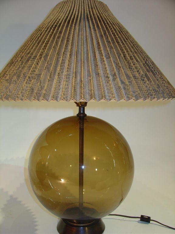 Late 20th Century Pair of  Tinted Glass Globe Lamps by Tyndale