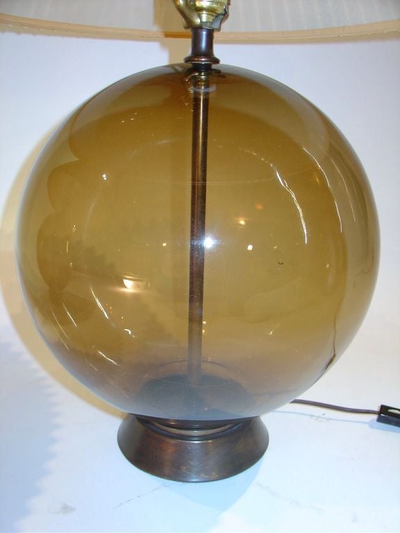 Pair of  Tinted Glass Globe Lamps by Tyndale 1