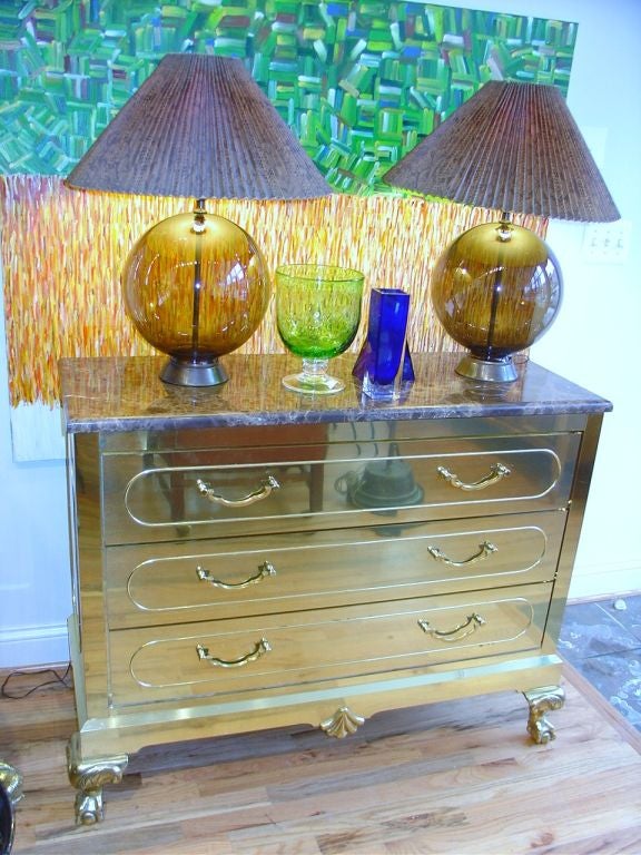 Pair of  Tinted Glass Globe Lamps by Tyndale 3