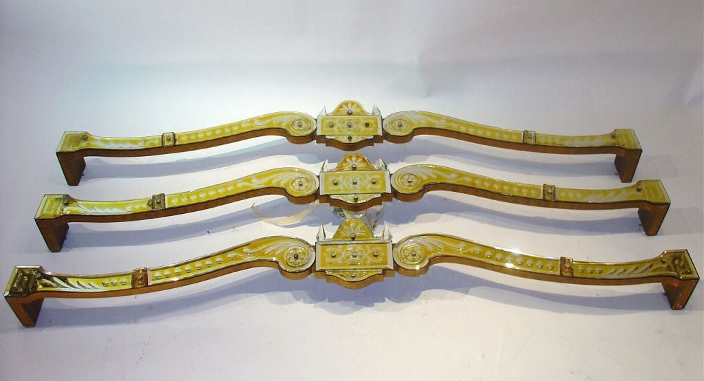Set of Three Yellow Venetian Mirrored Valances