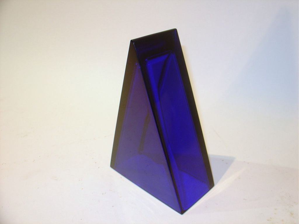 Late 20th Century Baccarat Cobalt Blue Triangle