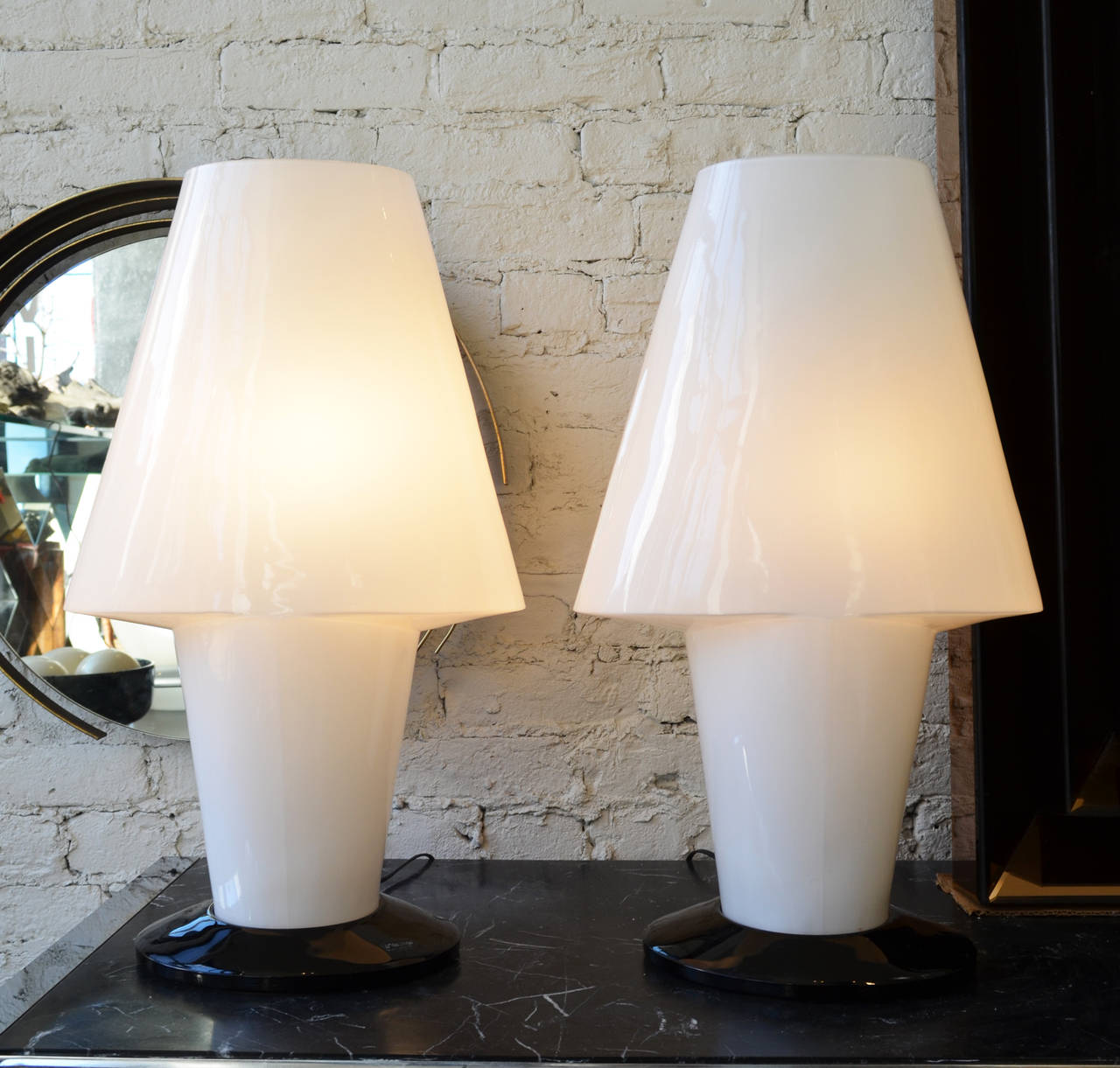 Pair of Vintage Italian Murano Table Lamps by A. V. Mazzega