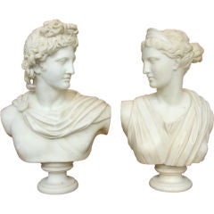 Pair 19th Century Marble Busts