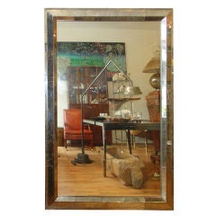 Vintage Enormous Smoked Shadow Boxed Mirror
