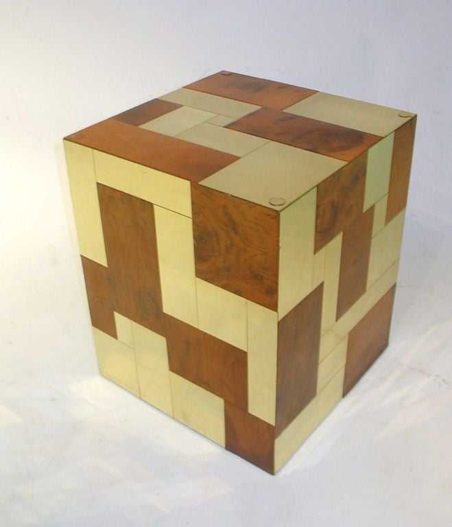 Signed Paul Evans Cityscape Cube Side Table
