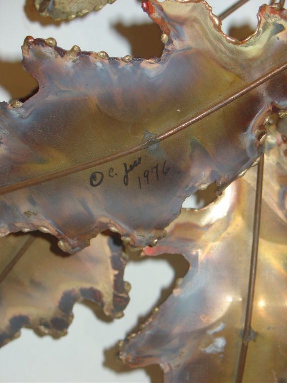 Curtis Jere Oak Leaves Wall Sculpture In Good Condition In Chicago, IL