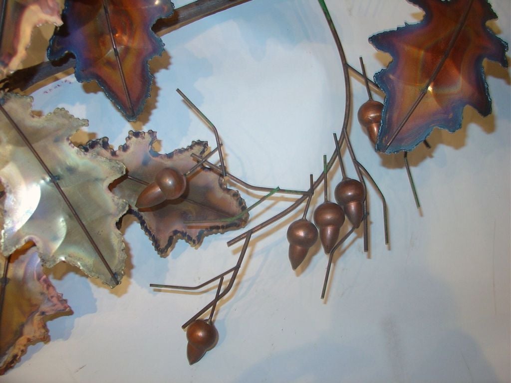 Late 20th Century Curtis Jere Oak Leaves Wall Sculpture