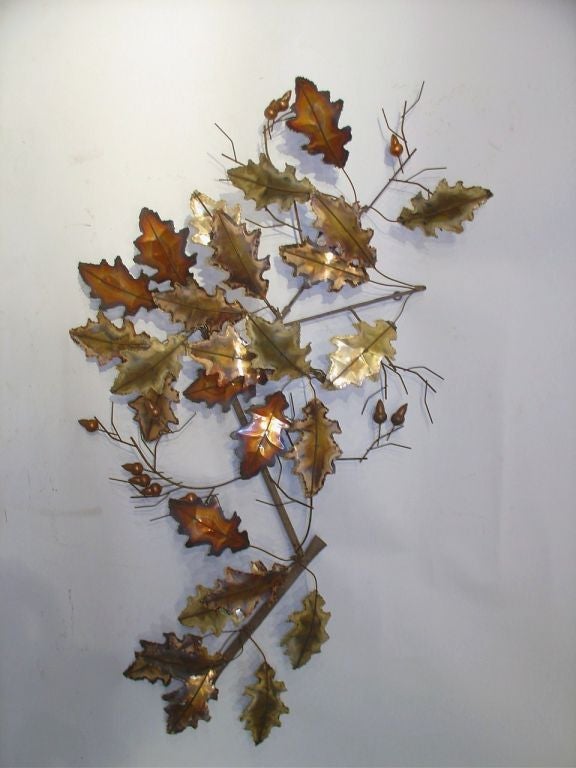 American Curtis Jere Oak Leaves Wall Sculpture
