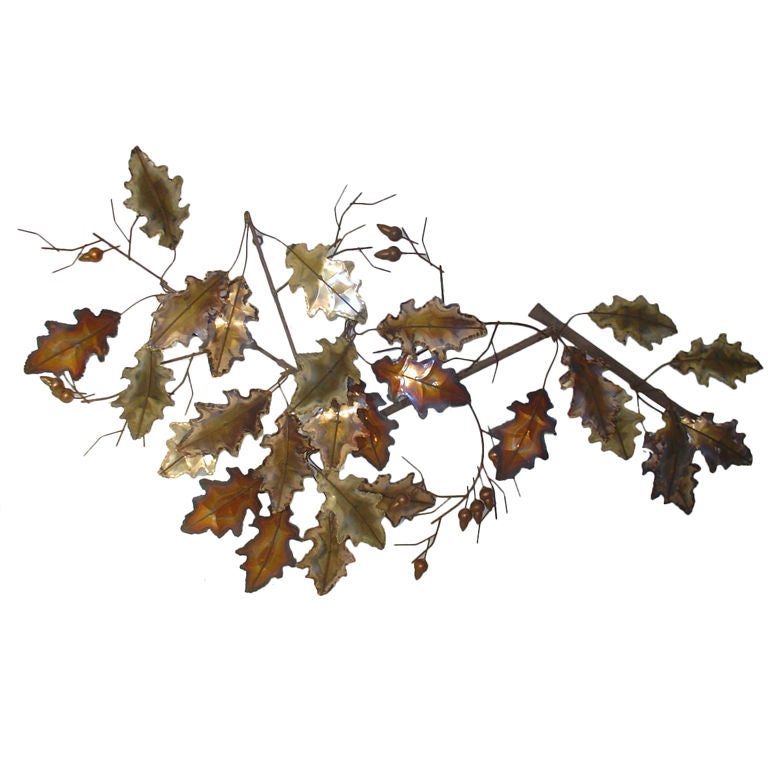 Curtis Jere Oak Leaves Wall Sculpture