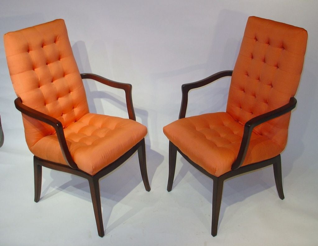 Fabric Set of Six Directional Dining Chairs For Sale
