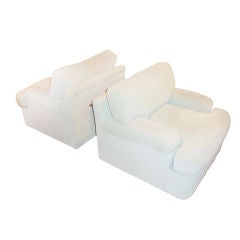Pair of Milo Baughman Swivel Chairs and Ottoman for Directional