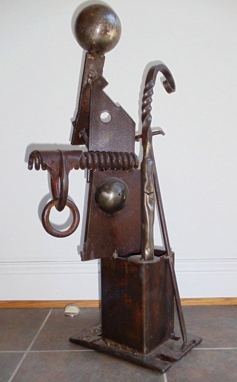 A wonderful example of an reclaimed brutalist steel abstract sculpture. Signed Esser.