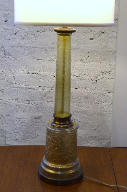 A Paul Hanson crackle glass column lamp.