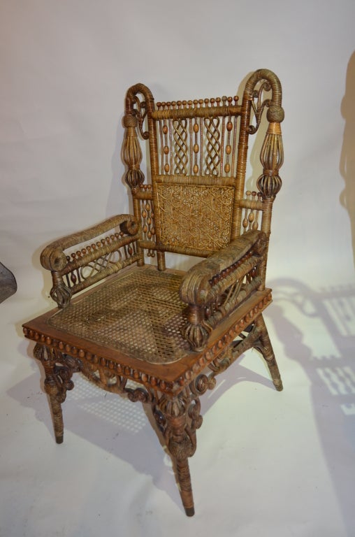 Elaborate Wicker Chair at 1stdibs