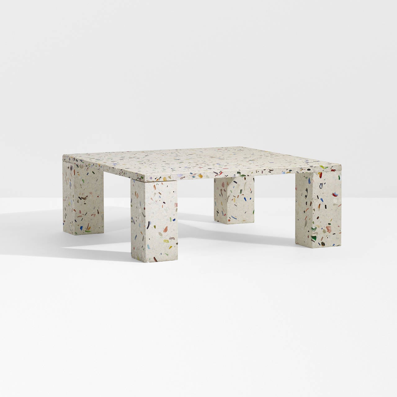 table for the Esprit House

Ishimaru Co., Ltd
Japan, 1983
Star Piece terrazzo
39.25 w x 39.25 d x 15 h inches

This work is unique.

provenance: Esprit House, Tokyo | Private Japanese collection 
literature: Shiro Kuramata 1934-1991, Hara