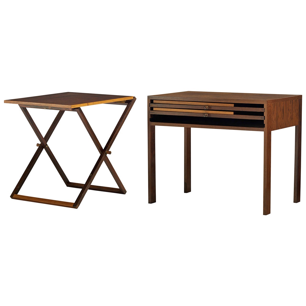 Folding Tables, Set of Three by Illum Wikkelsø for Silkeborg For Sale