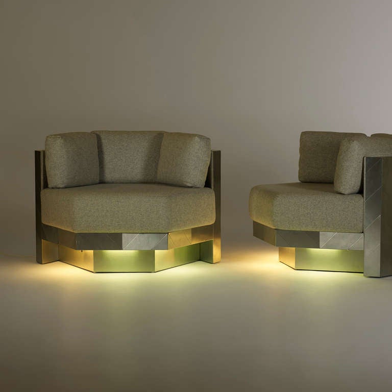 American Cityscape Lounge Chairs, Pair By Paul Evans