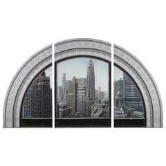 Chicago View: Michigan Avenue at the River triptych by Richard Haas