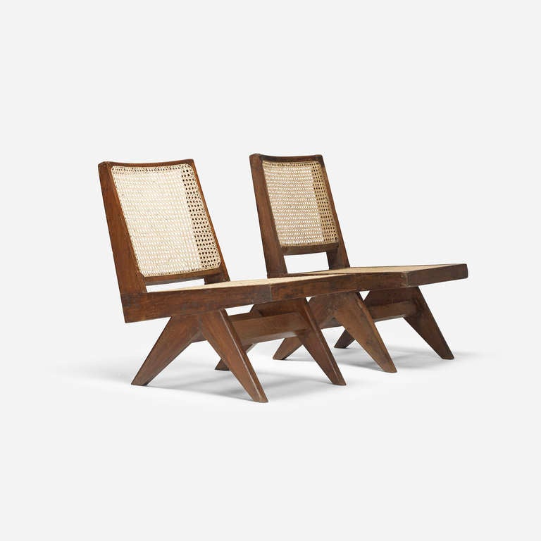 Indian Pair of lounge chairs from Chandigarh, India by Pierre Jeanneret