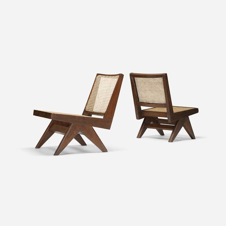Pair of lounge chairs from Chandigarh, India by Pierre Jeanneret In Good Condition In Chicago, IL