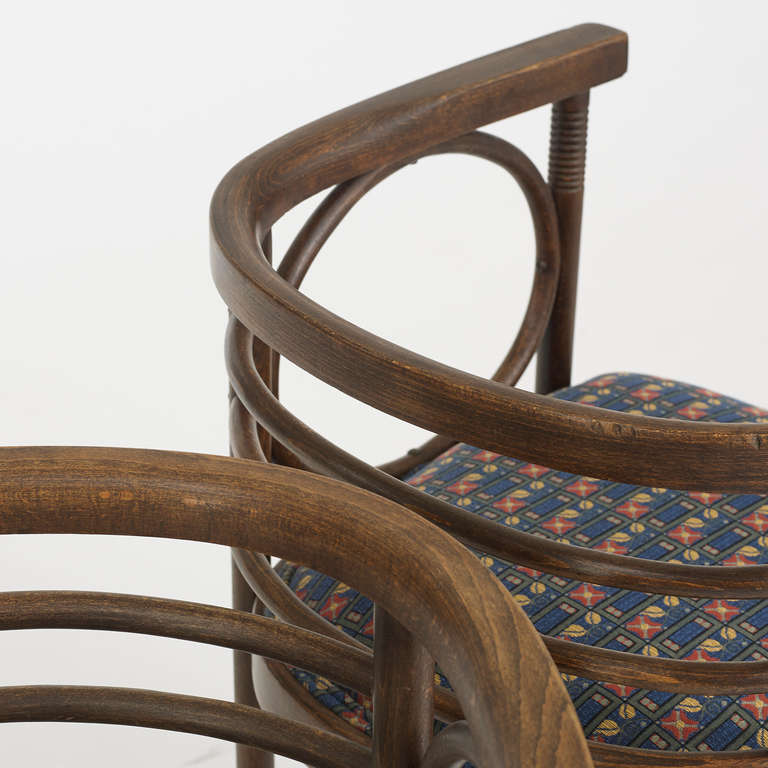 Armchairs Pair By Josef Hoffmann For Jacob & Josef Kohn In Good Condition In Chicago, IL