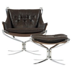 Falcon chair and ottoman by Sigurd Ressell