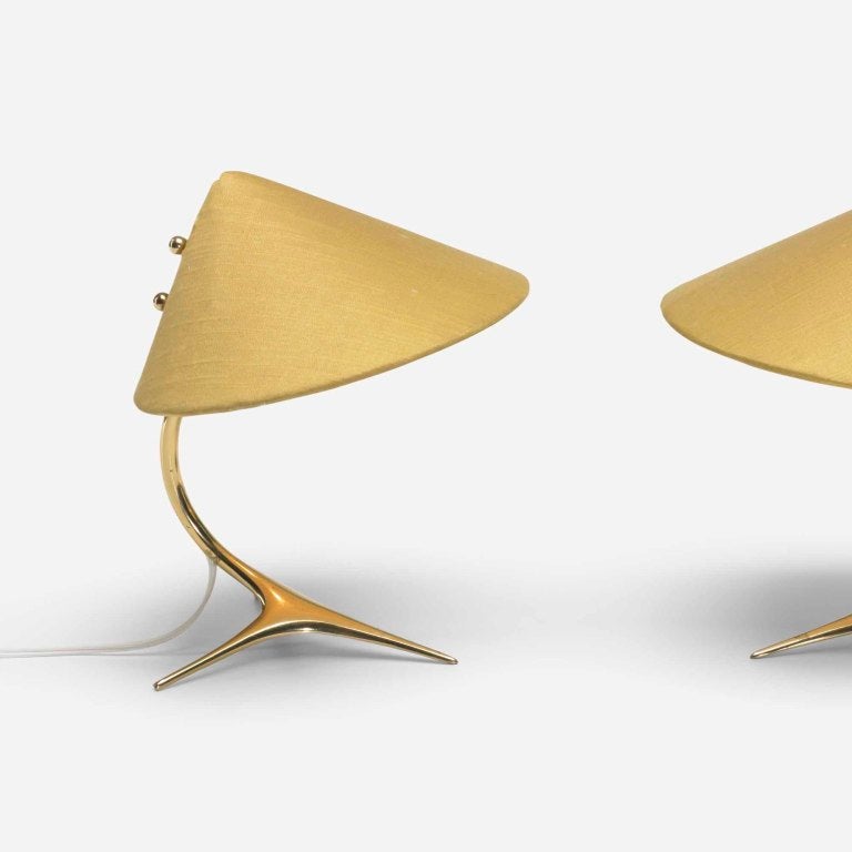 Brass Pair Table Lamps by J.T. Kalmar