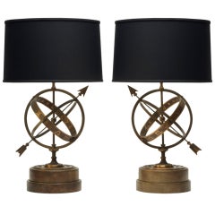Pair of Art Deco Zodiac Table Lamps