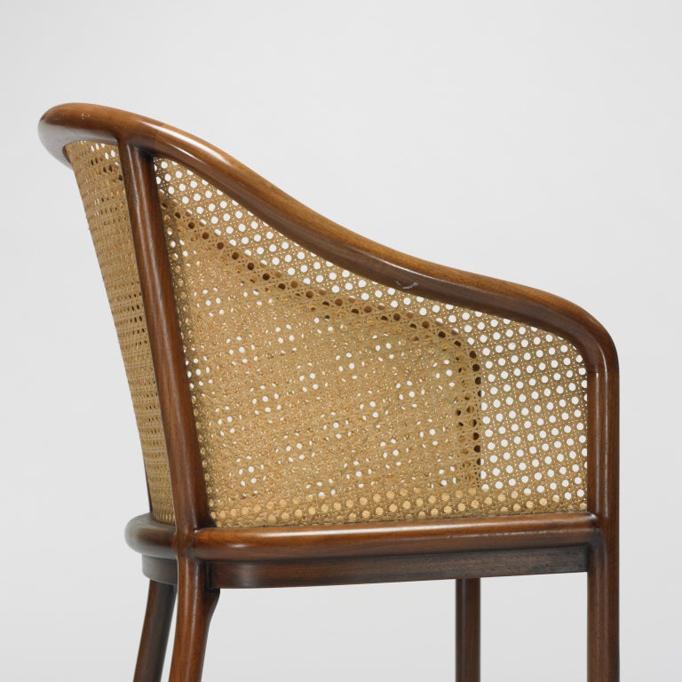 Walnut armchairs, set of four by Ward Bennett