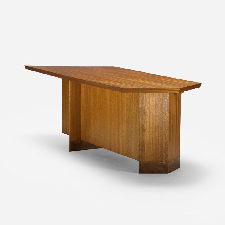 Frank Lloyd Wright Desk With Wastebasket From Price Tower