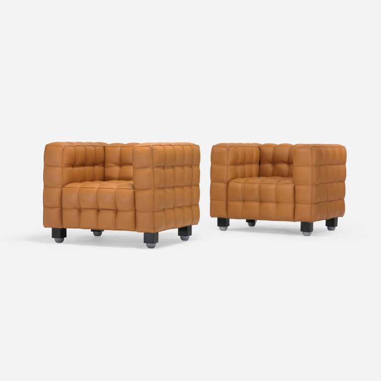 20th Century Kubus lounge chairs, pair by Josef Hoffmann