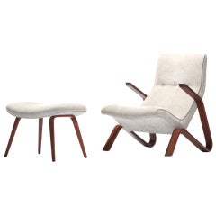 Grasshopper chair and ottoman by Eero Saarinen