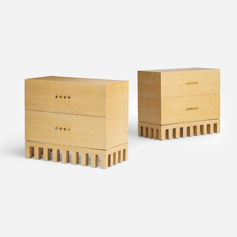 Each cabinet features two drawers.