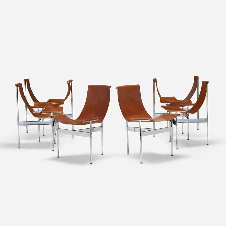 T-chairs, set of eight by Katavolos, Ross Littell and Douglas Kelley for Laverne International