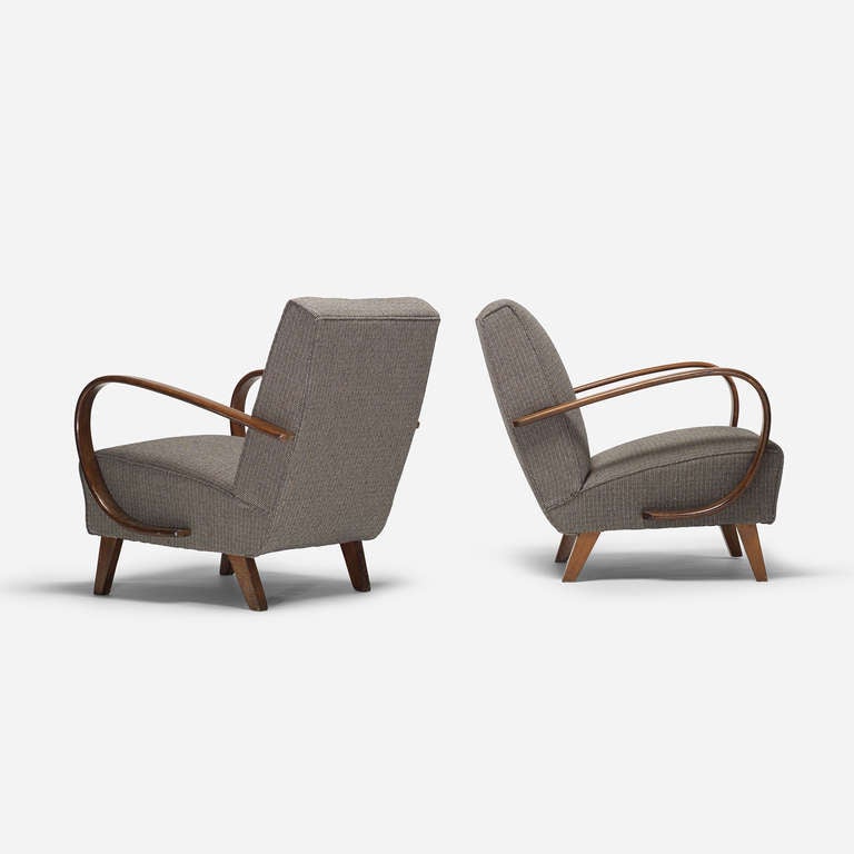 lounge chairs, pair by Jindrich Halabala for UP Závody Brno