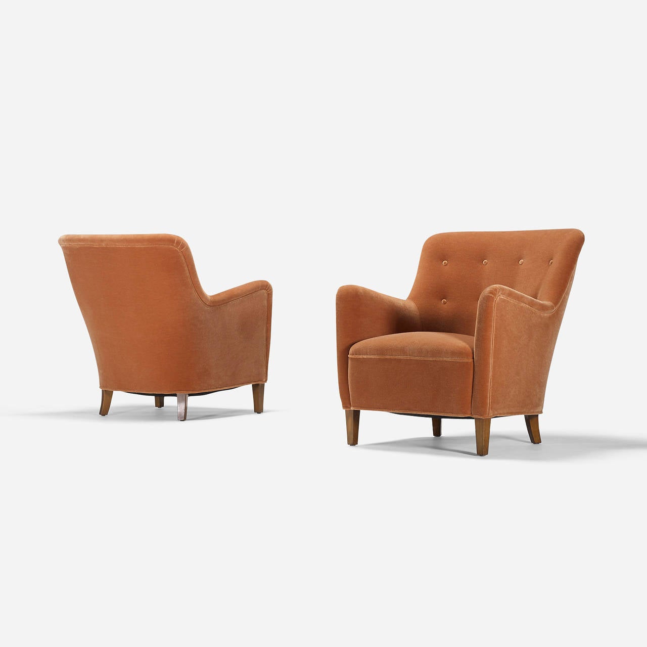 Lounge chairs pair by Birte Iversen for A.J. Iversen.