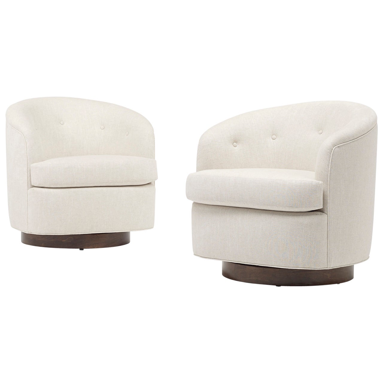 Modern Swivel Lounge Chairs, Pair