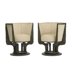 Sculpted Metal Lounge Chairs, Pair by Paul Evans for Paul Evans Studio