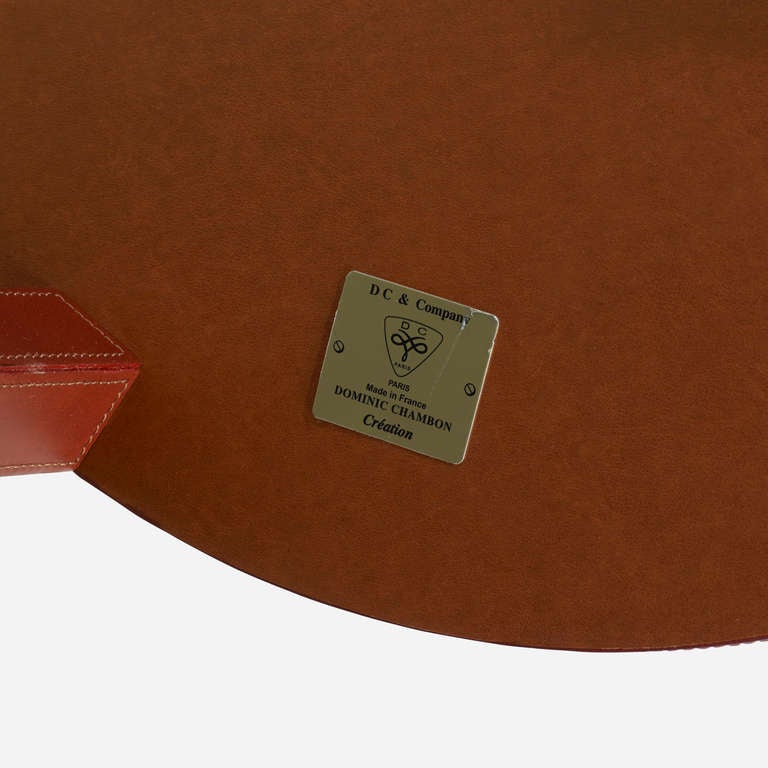 Leather occasional tables, pair by Dominic Chambon