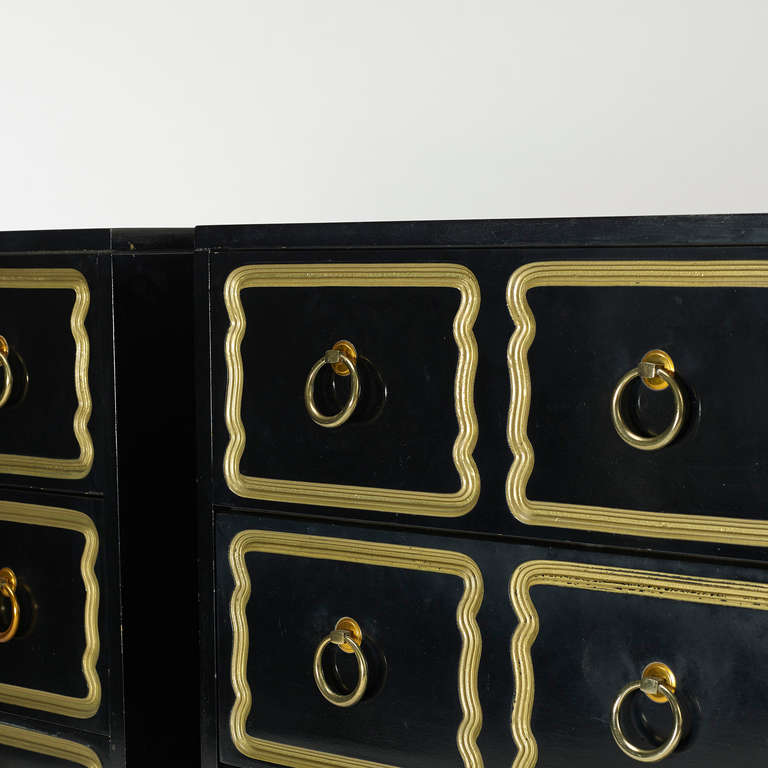 Lacquered Pair of Cabinets After Dorothy Draper For Sale