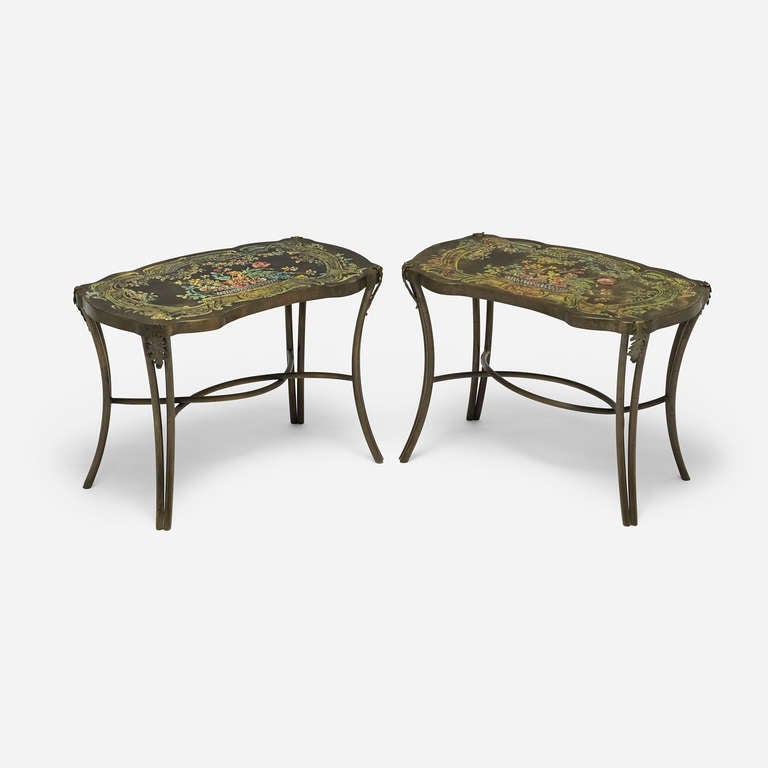 Modern Pair of Pompadour end tables by Philip and Kelvin LaVerne