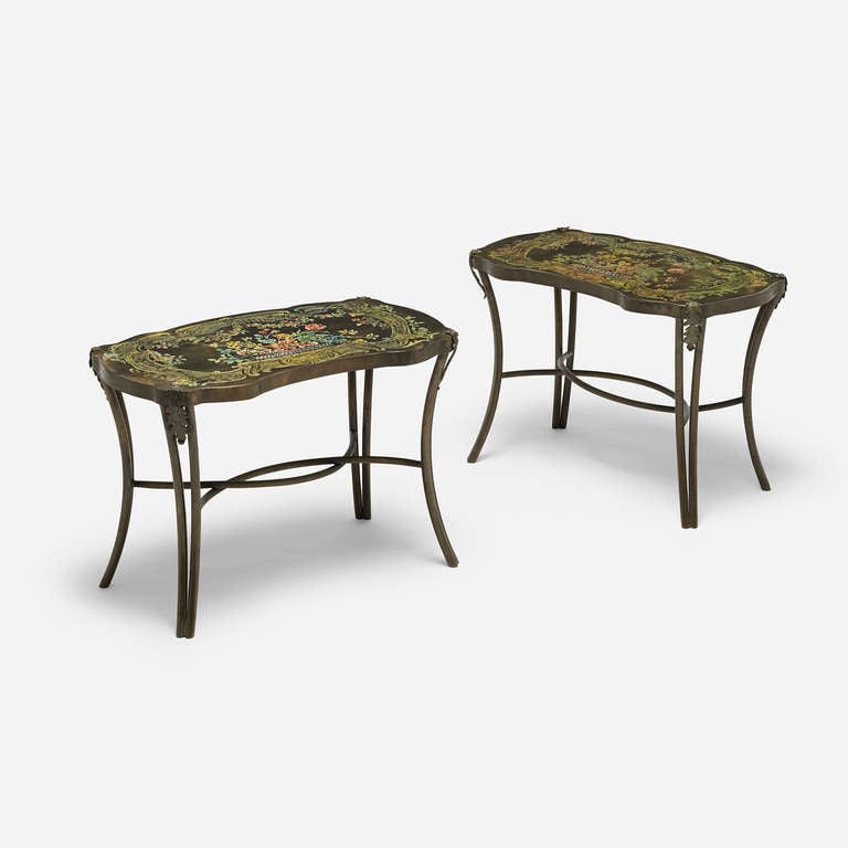 American Pair of Pompadour end tables by Philip and Kelvin LaVerne