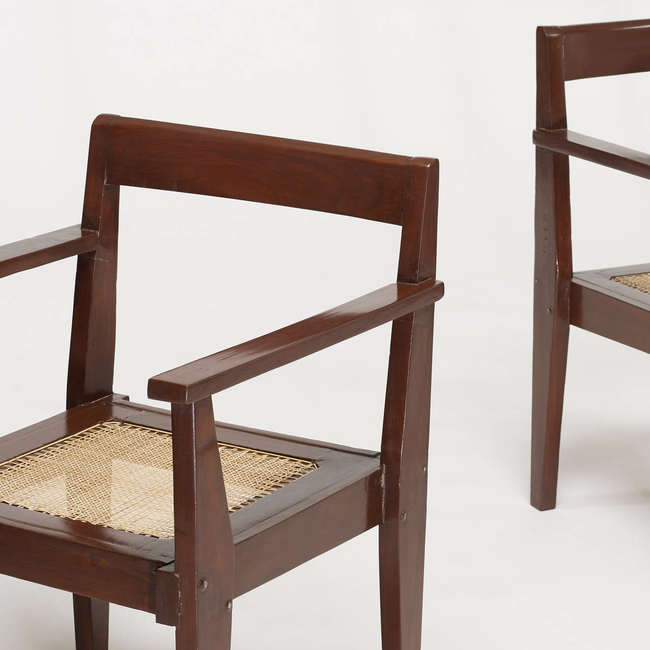 Lacquered Pair of Demountable Armchairs from Chandigarh by Pierre Jeanneret For Sale
