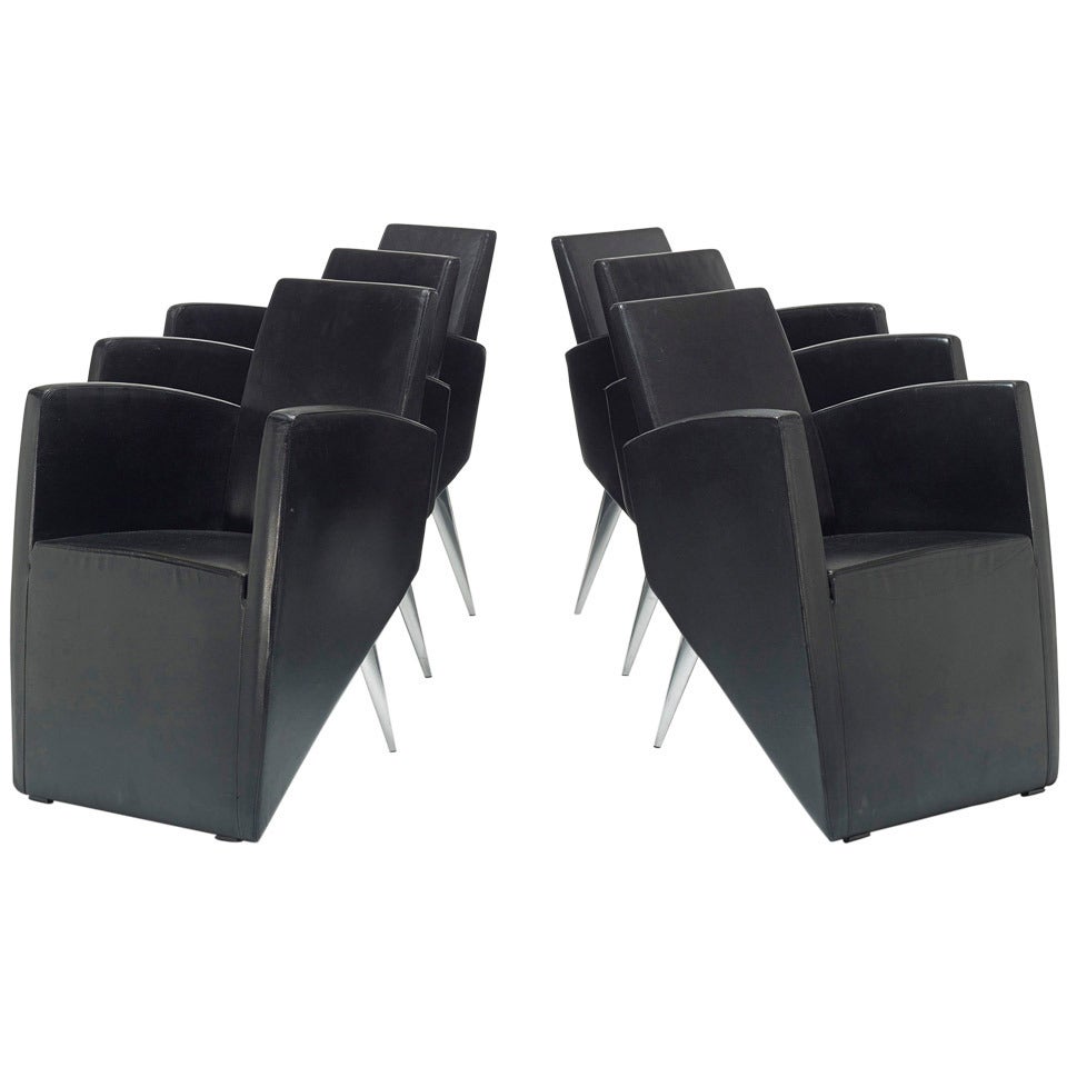 J. (Serie Lang) lounge chairs, set of six by Philippe Starck for Driade Aleph