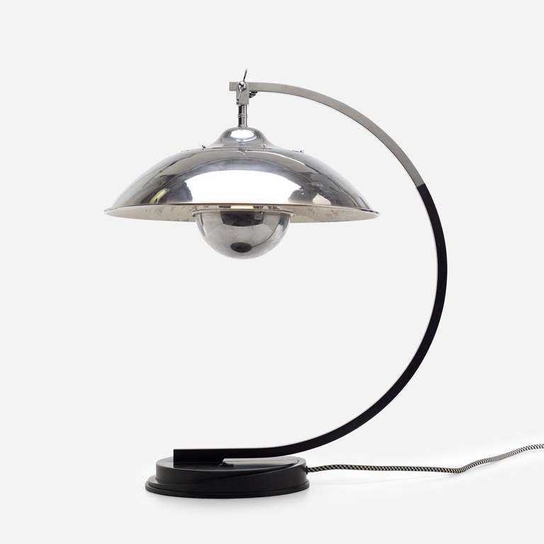 Signed with applied manufacturer's label to shade: [Escart Lampe Fortuny].