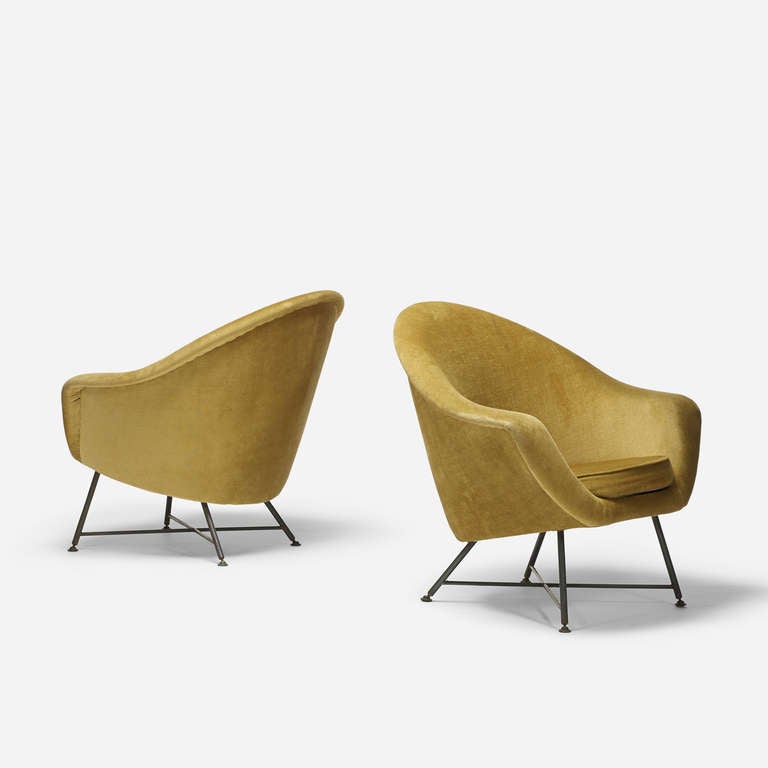 Pair of French lounge chairs.