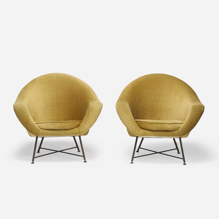 Mid-20th Century Pair of French Lounge Chairs